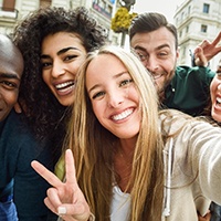Group of friends smiling together
