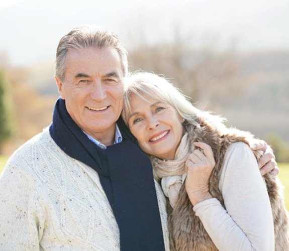 Couple with dentures in Lockport  