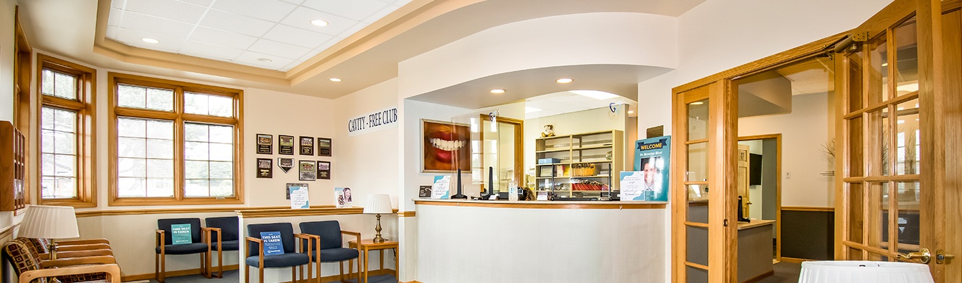 Welcoming dental office reception area