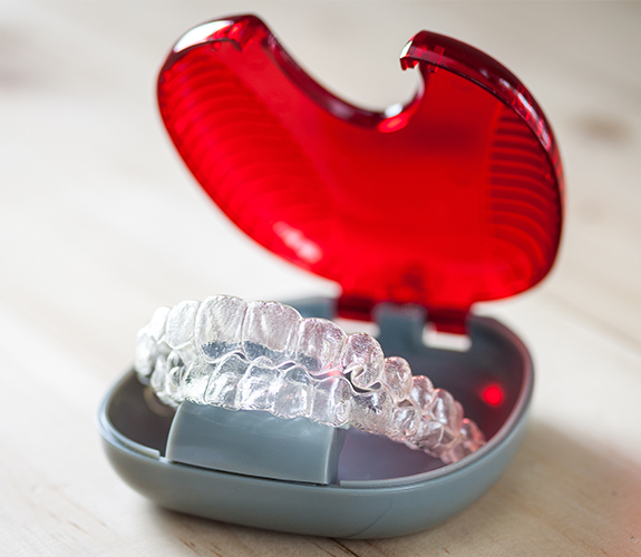 Invisalign clear braces in carrying case