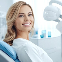 female patient visiting the dentists office