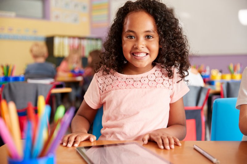 young girl at school