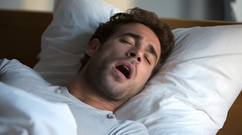 man asleep with his mouth open